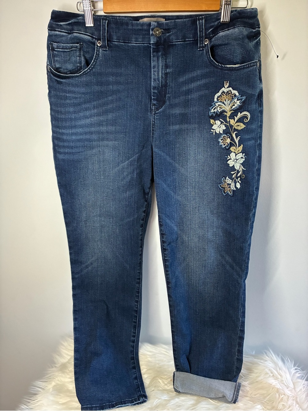 Chico's Dark Blue Embroidered Boyfriend Jeans-1.5